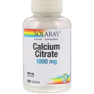 Цитрат кальция, Solaray, 1000 мг, 120 капсул